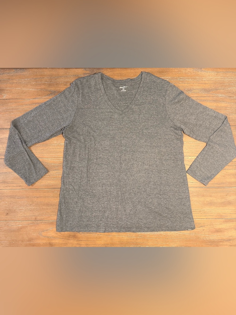 Eddie Bauer Charcoal V-Neck Long Sleeve Tee
